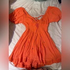 Free People Vibrant CORAL Mini Dress